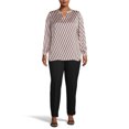 thumbnail image 1 of Anne Klein Womens Striped Pullover Blouse, Pink, Plus Size, 0X, 1 of 1