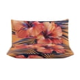 thumbnail image 3 of 3 Pcs Soft Bedding Set, Includes 1 Duvet Cover with Zipper And 2 Pillow,Shams Hawaiian Hibiscus Garden Orange Flowers Twin(86"x70"), 3 of 8