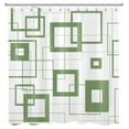 thumbnail image 3 of HVEST Modern Sage Green Shower Curtain Decor,Mid Century Minimalist Art Green and White Geometric Shower Curtains for Bathroom 69X70 inch Polyester Fabric Bathroom Decoration Bath Curtains Hooks Inclu, 3 of 6