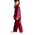 thumbnail image 4 of GYRATEDREAM Little Kid Big Girl Boy Satin Silk 2PCS Long Sleeve Button-Down 2PCS Pajamas Set,3-14Y, 4 of 6