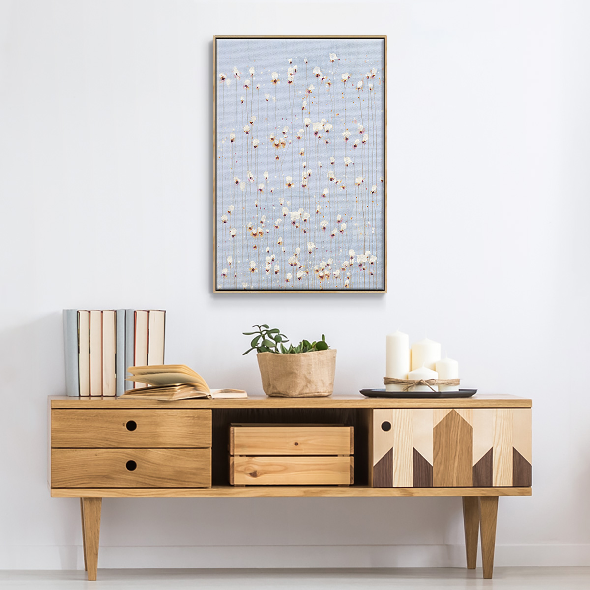 String Theory V1 Framed Premium Gallery Wrapped Canvas - Ready to Hang - 17 x 25 - Natural Wood Floating Frame
