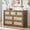47"W-Special Walnut, variant on OAKHAM 7 Drawer Dresser, Rattan Wide Chest of Drawers for Bedroom Living Room,Large, Weathered Oak