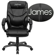 Flash Furniture Personalized High Back Black LeatherSoft Overstuffed Executive Swivel Ergonomic Office Chair with Arms