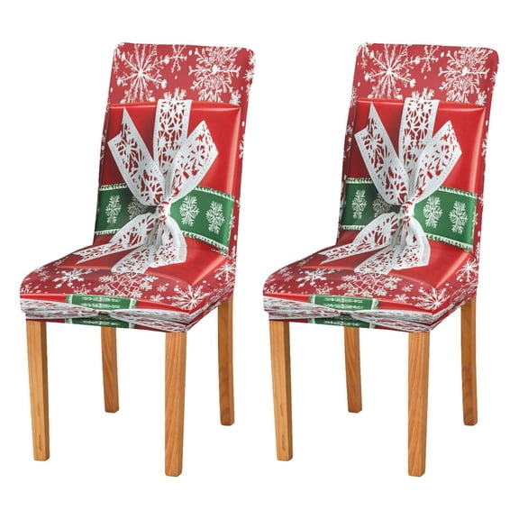 BZSMCE Chairs Slipcovers Dining Chair Covers White Snowflake Ribbon Bow Creative Pattern