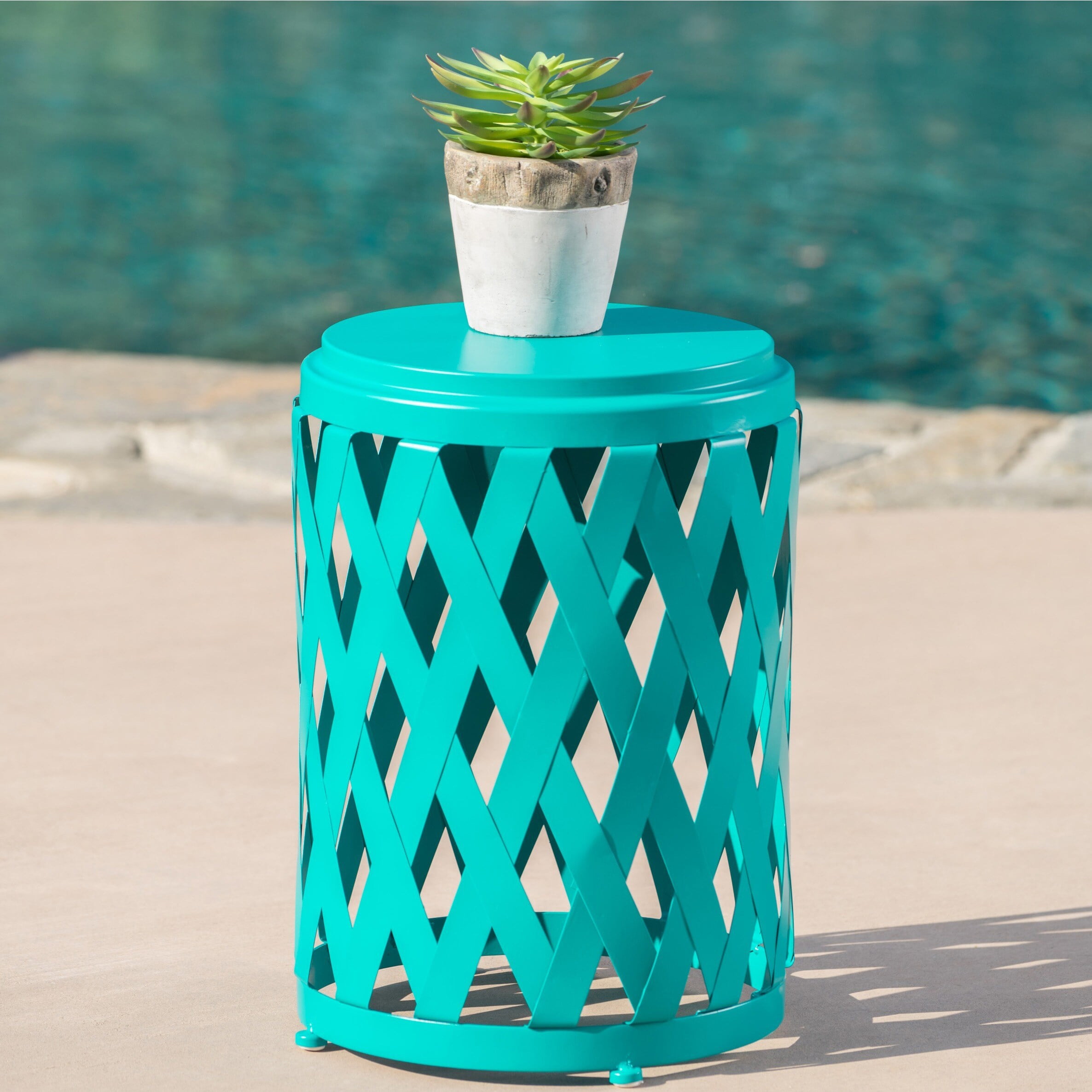 Christopher Knight Home Selen Outdoor 12 Inch Lattice Side Table By