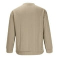 thumbnail image 4 of Wyobmus Mens Crewneck Sweaters Solid Color Long Sleeve Jacquard Weave Knitwear Round Neck Sweaters Tops Khaki, 4 of 4