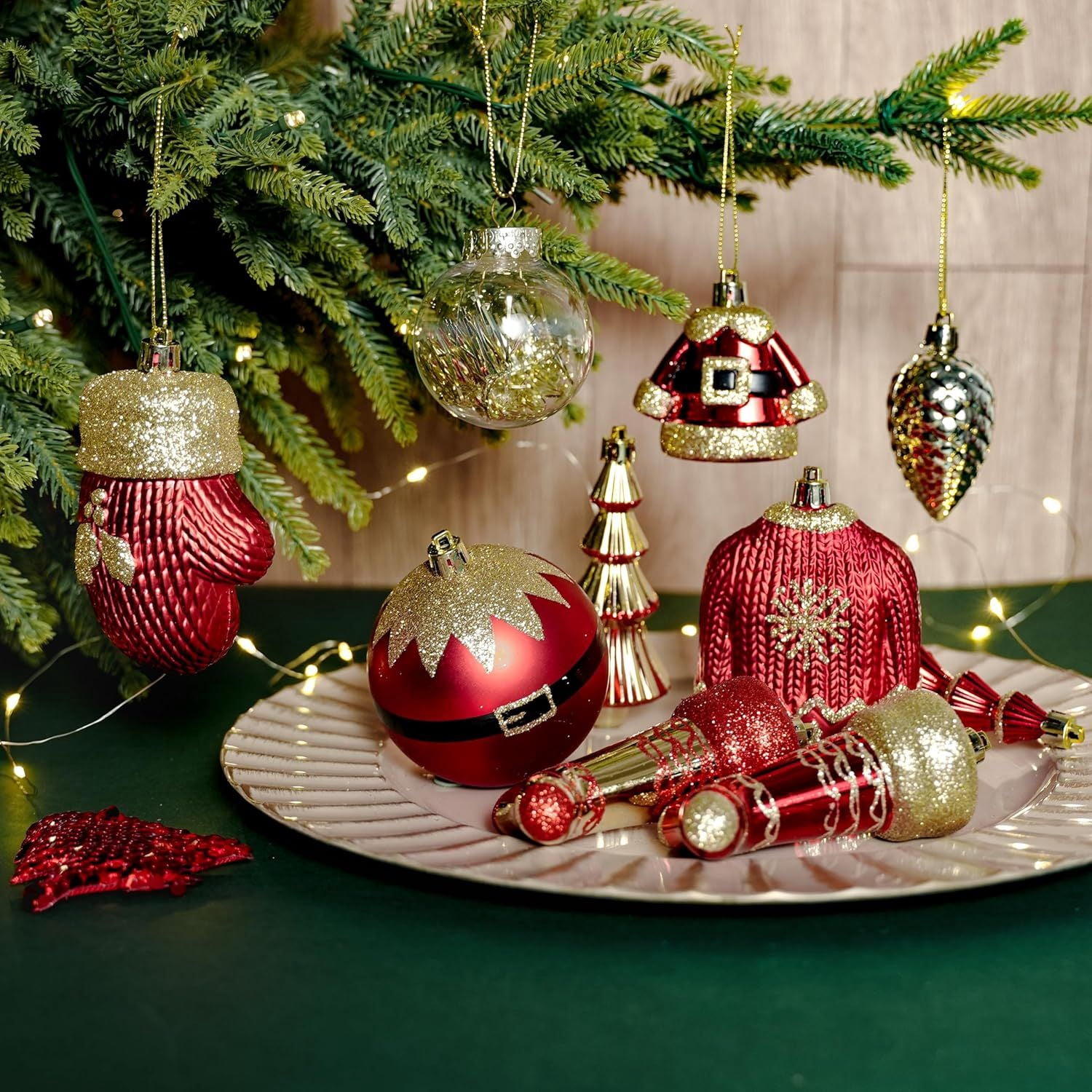 85ct Christmas Balls Ornaments Set, Colorful Shatterproof Plastic Christmas Tree Ornaments, Xmas Decorative Baubles for Christmas Tree Decorations with Hanging Strings