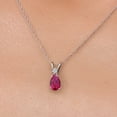 thumbnail image 3 of Gem Stone King 14K White Gold Red Created Ruby and White Lab Grown Diamond Pendant Necklace for Women | 1.04 Cttw | Gemstone July Birthstone | Pear Shape 7X5MM | With 18 inch Chain, 3 of 6