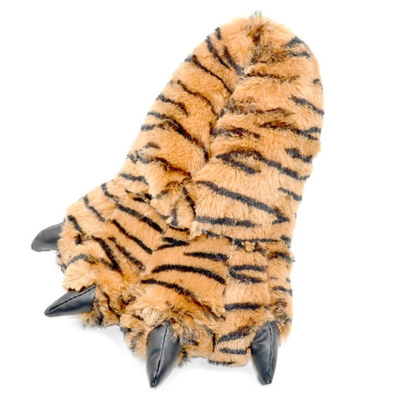 Millffy Funny Slippers Grizzly Bear Stuffed Animal Furry Claw Paw Slippers Toddlers, Kids & Adults Costume Footwear (Medium - (Big Kids), Bengal Tiger)
