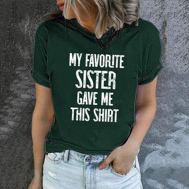 LSLJS Women's Funny Printed Pattern Casual Fashion Soild Color Short Sleeve Tops Blouse