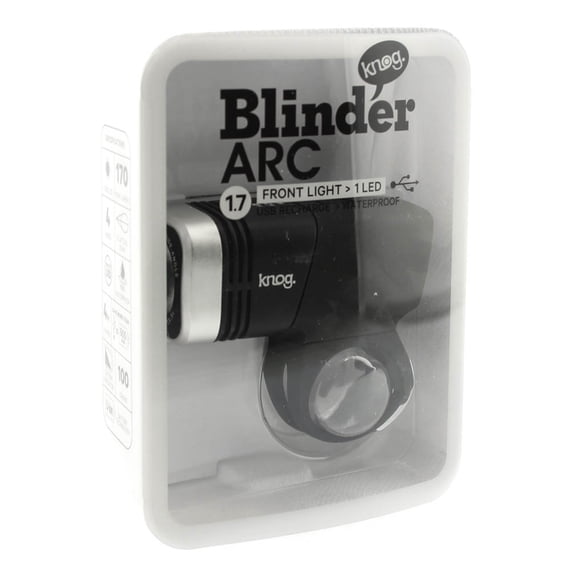 KNOG BLINDER ARC 1.7 Bike Headlight Silver 170 Lumen 1000 Vis USB Chargeable NEW
