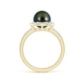 thumbnail image 2 of Angara Classic Tahitian Cultured Pearl and Diamond Halo Ring in 14K Yellow Gold for Women | June Birthstone Jewelry for Her, 2 of 8