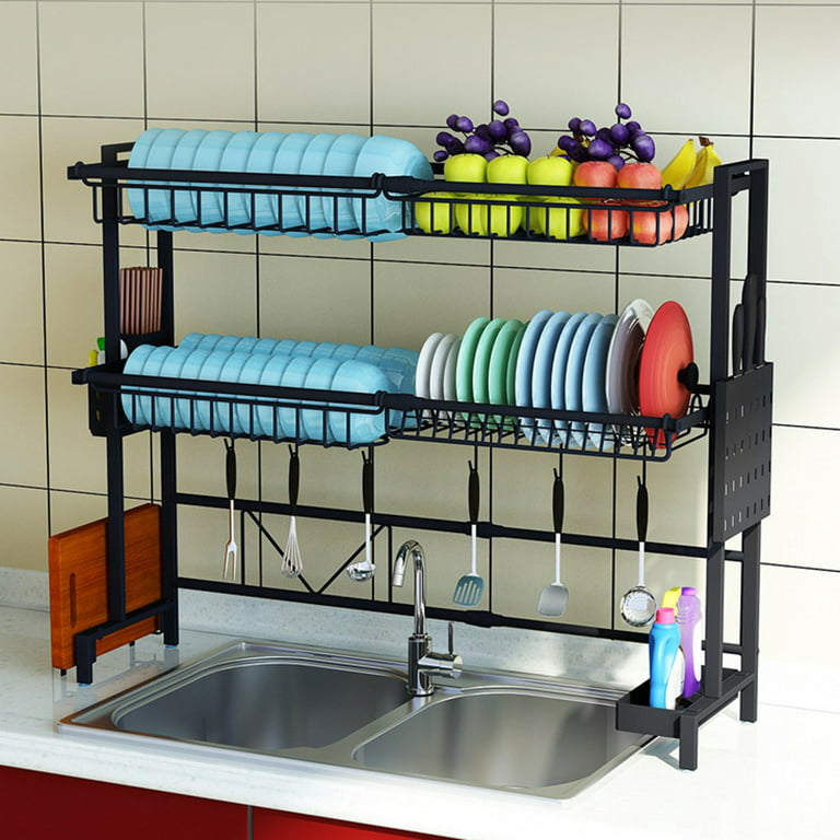 Over the Sink Dish Rack 2 Tier Dish Drying Rack 33x12x19 inches