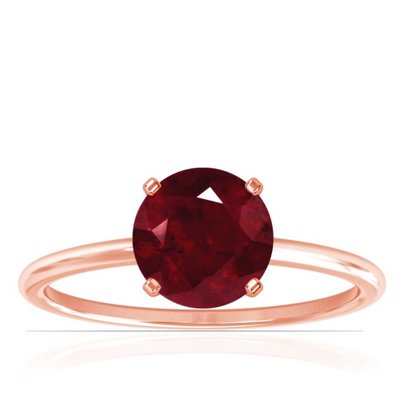 GemsNY July Birthstone - Dainty Round Four Prong Ruby Solitaire Ring (Grade - AA | 1.05cts.)