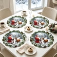thumbnail image 5 of 4 Pack Christmas Themed Round Placemats,Washable Heat Resistant Table Mats, Holiday Dinner Party Table Decor, 5 of 6