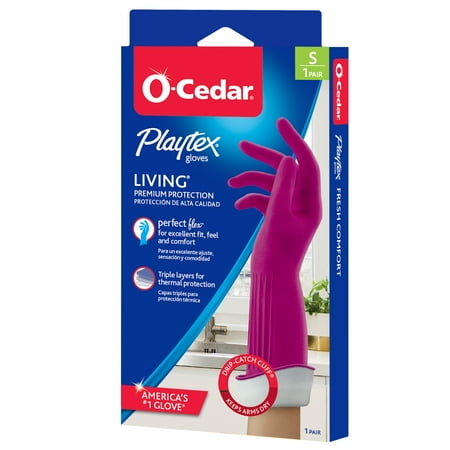 O-Cedar Playtex Living Gloves Premium Protection Rubber Cleaning Gloves, Small, 1 Pair