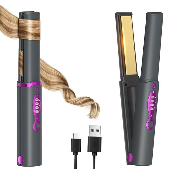 OBEST Fer à Lisser et à Friser Sans Fil 2 en 1 avec Fer Plat en Titane, Fer Plat de Voyage Portable avec Chauffage Rapide à 3 Températures Réglables, Lissage et Frisage Rechargeables I
