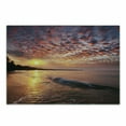 thumbnail image 1 of Landscape Cutting Board, Photo of Sunrise with Cloudy Sky at Seashore Dramatic Dawn Island Forest, Decorative Tempered Glass Cutting and Serving Board, Small Size, Orange Mauve Blue, by Ambesonne, 1 of 1