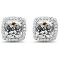 thumbnail image 2 of Paris Jewelry 18k White Gold 2 Ct Created Halo Princess Cut White Sapphire Stud Earrings Plated, 2 of 2