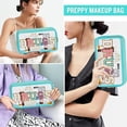 thumbnail image 5 of Chenille Letter Clear DRUGS Makeup Bag, Meds Travel Bag Small Preppy Makeup Pouch with Zipper, Transparent PVC & Nylon Waterproof Portable Glitter Cosmetic Toiletry Storage for Women Girl(Green), 5 of 10