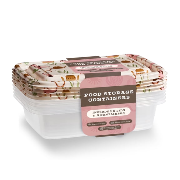 Cook With Color 12-Piece Food Storage Set with Western Desert Printed Lids – 6 Containers with Lids, 1000ml