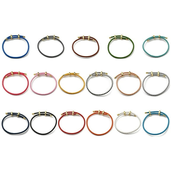 Leather Cord Bracelets Adjustable Bracelet Mixed color Inner Diameter: 5/8~2-7/8 inch(1.5~7.3cm)