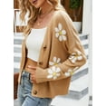 thumbnail image 4 of nine bull Cardigan Sweaters for Women,Long Sleeve Floral Open Front Sweater V Neck Outwear Cardigan (Khaki S), 4 of 7