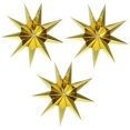thumbnail image 1 of 3 Pieces 9 Pointed Paper Star Lanterns 12 Inch Hanging Lampshade for LED Light Wedding Birthday Party Decor, Gold, 1 of 7
