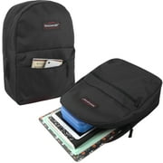 Classic Solid Color 17 Inch Backpack with Front Zipper Accessory Pocket, Dual Zipper Closure & Padded Shoulder Straps for Work, Office, Gym, Sports, Travel, Commute & Recreation in Black