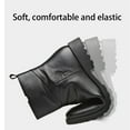 thumbnail image 5 of Mens Motorcycle Boots Black Leather High-top Dress Ankle Boot, Winter Fashion Toe Business Casual Short Boots, 5 of 8