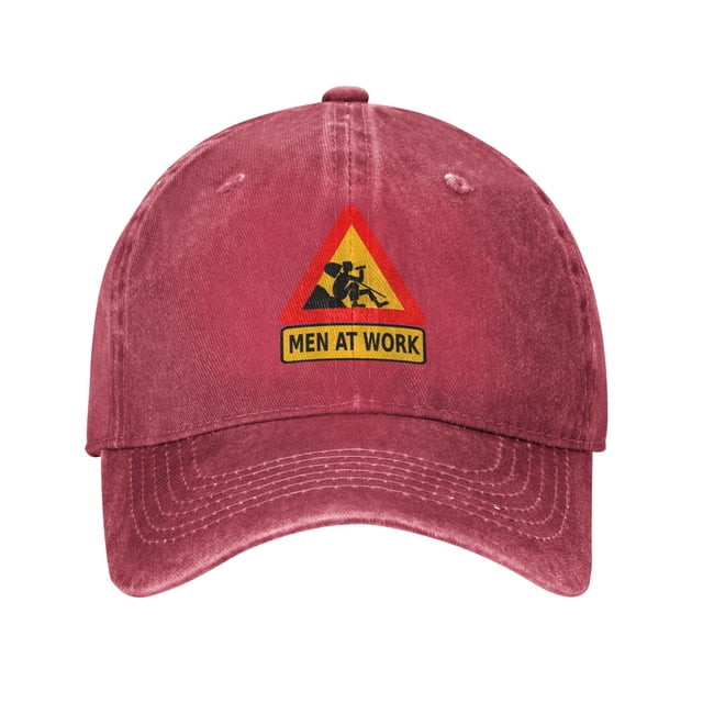 DouZhe Adjustable Washed Cotton Baseball Cap - Funny Humor Warning Prints Vintage Dad Hat Unisex Sports Caps (Red)