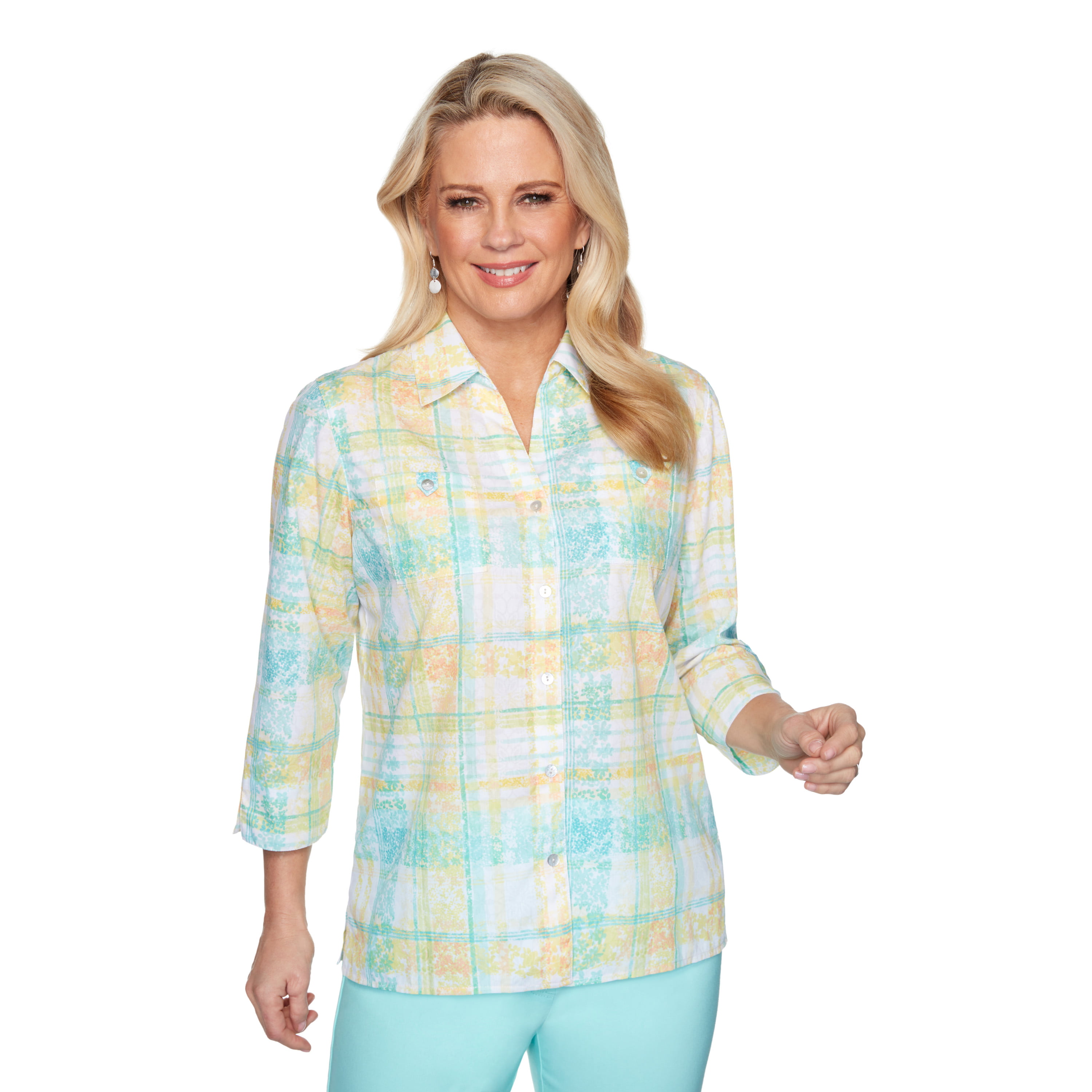 Alfred Dunner - Alfred Dunner Womens Plus-Size Floral Plaid Loose ...