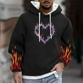 thumbnail image 2 of Flame Print Hoodies for Mens Fleece Long Sleeve Hooded Sweater Casual Warm Relaxed Fit Thermal Shirt with Kangaroo Pocket Casual Fall Outfits Y2K Winter Clothes 2025, 2 of 5