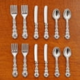 thumbnail image 3 of 12 Uds., Juguetes de vajilla de , 1:12, cuchillo de aleación, tenedor, , de accesorios para de comedor Plata CUTICAT Vajilla de casa de muñecas, 3 of 8
