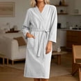 thumbnail image 7 of Mifsaly Bathrobes for Women Lightweight Spa Shower Robe with Belt and Pockets White,M, 7 of 7