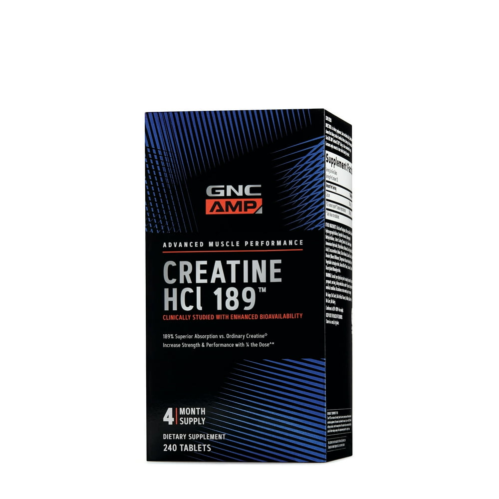 GNC AMP Creatine HCl 189, 240 Tablets, Increases Strength and