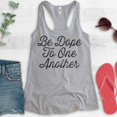 thumbnail image 2 of Be Dope To One Another Tank Top, Ladies Racerback Tank Top, Dope Tank, Be Kind Tank, Heather Gray, Large, 2 of 3