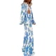 thumbnail image 3 of VISgogo, conjunto de ropa informal de 2 uds para mujer, estampado de flores/patrón abstracto, botones de solapa, camisas de manga larga, Tops con pantalones largos sueltos VISgogo  moda, 3 of 9