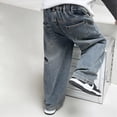 thumbnail image 6 of TOWED22 Boys Wide-Leg Jeans Casual Blue Trousers Zipper Fly Baggy Denim Pants with Pockets Kids Cool Clothes(Blue,10-11 Y), 6 of 7
