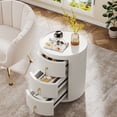 thumbnail image 3 of Tribesigns End Table with 3 Drawers, White Round Side Table for Living Room, Bedside Table NightStand for Bedroom with Storage, No Assembly, 3 of 8