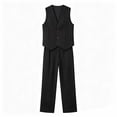 thumbnail image 4 of Busydd Men Two Piece Sets Trendy Ribbed V Neck Sleeveless Button Vest and Pants Suit Casual Solid Color Beach Vacation Outfits L, 4 of 7
