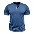 thumbnail image 4 of Men's Muscle T-Shirt Stretch Short Sleeve Fitness T-Shirt Casual Slim Fit Henley, 4 of 8
