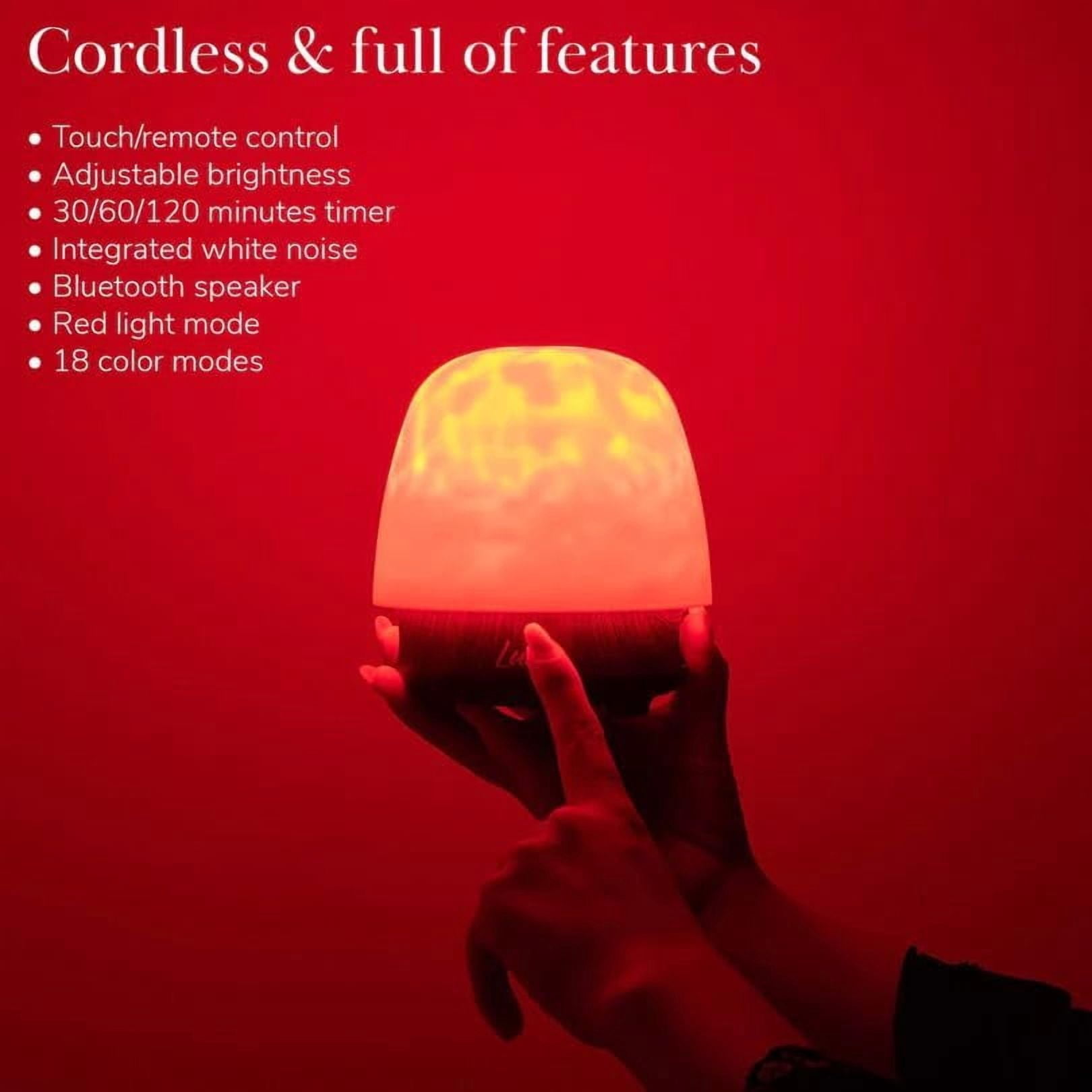 Lunie Lamp - Night Light & Bluetooth Noise Machine, Withlunie Lamp, Ocean Wave Projector Light With Speaker, with Lampshade & Remote Control,4 White Noise/16 Color Dimming/Touch Style (2pc A)