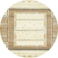 thumbnail image 1 of Ahgly Company Machine Washable Indoor Round Abstract Fall Leaf Brown Green Area Rugs, 5' Round, 1 of 7