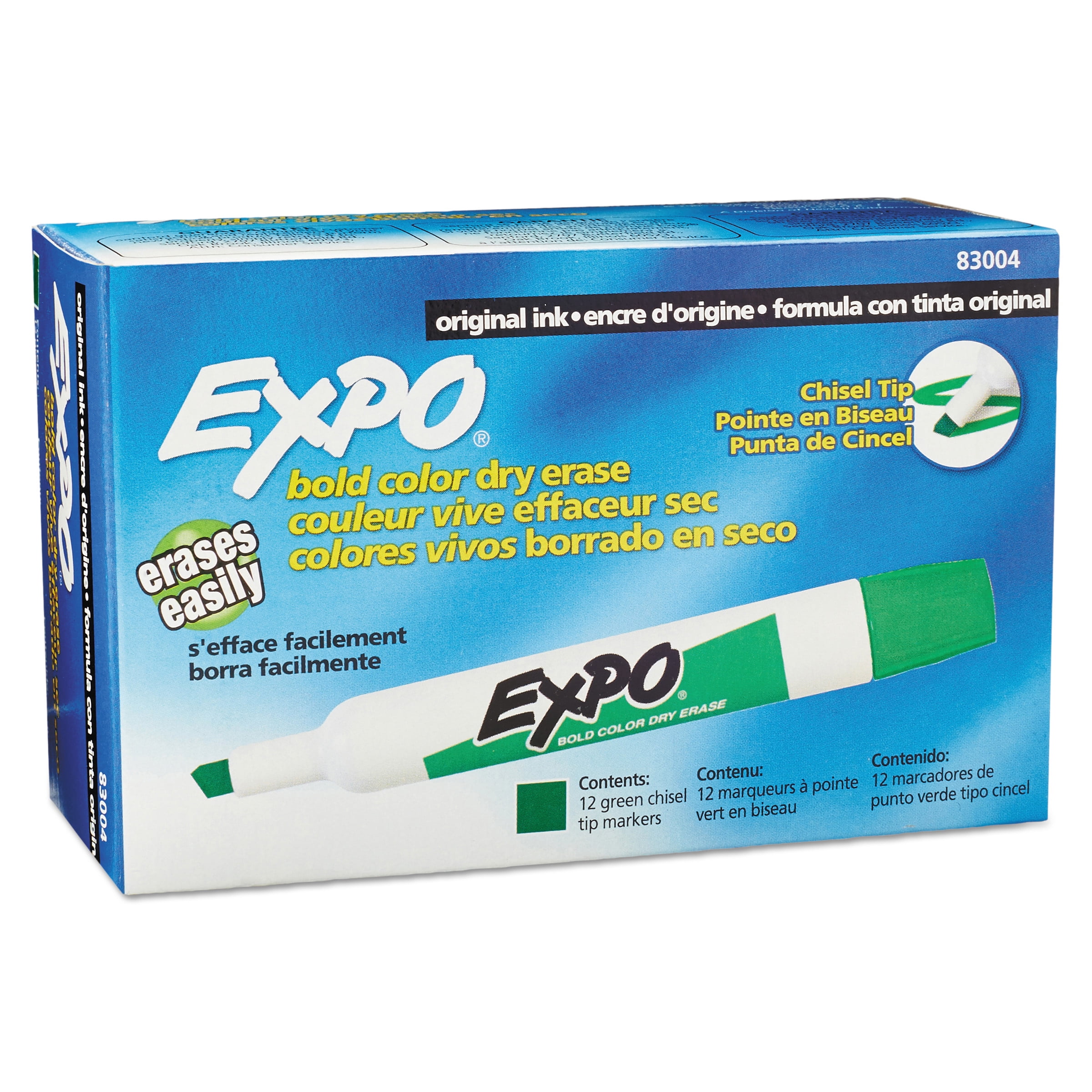 EXPO Dry Erase Markers, Chisel Tip, Green, Dozen