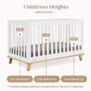 Delta Children Frankie 4-in-1 Convertible Crib - Greenguard Gold Certified, Bianca White with Natural