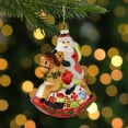 thumbnail image 2 of Northlight Santa on a Rocking Horse Glittered Glass Christmas Ornament - 4.75"  - Red, 2 of 5