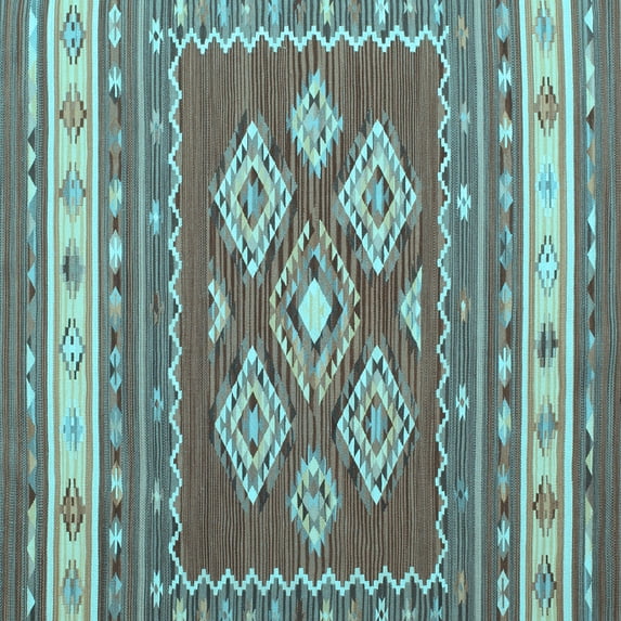 Ahgly Company Indoor Square Southwestern Light Blue Country Area Rugs, 6' Square