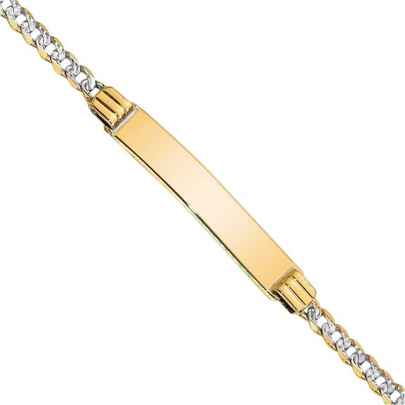 14K Solid Yellow Gold Curb Link Name Bar Identification ID Bracelet