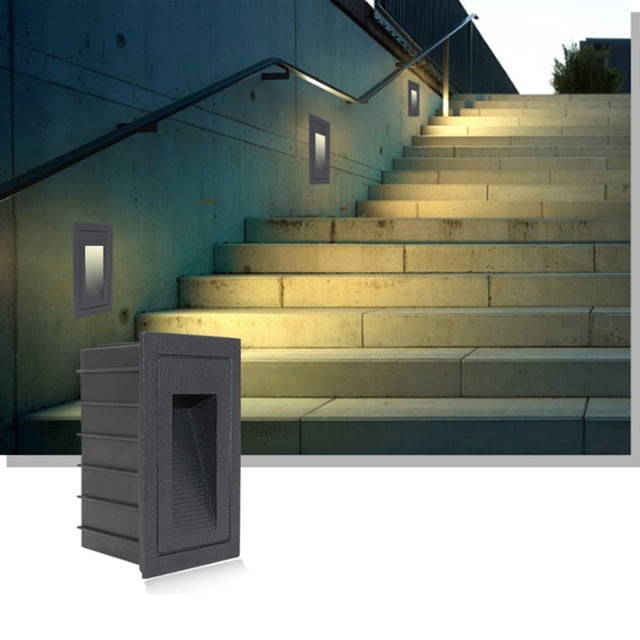 COOPHYA 2Pcs Outdoor Use Black Recessed Stair Light with Waterproof LED Technology